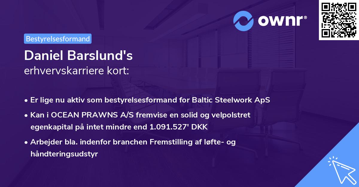Daniel Barslund's erhvervskarriere kort