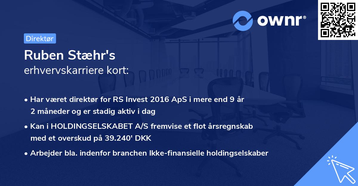 Ruben Stæhr's erhvervskarriere kort