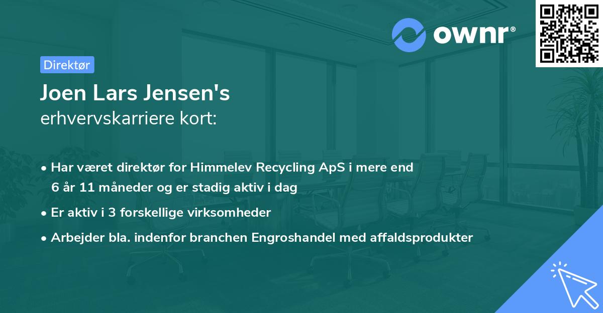 Joen Lars Jensen's erhvervskarriere kort