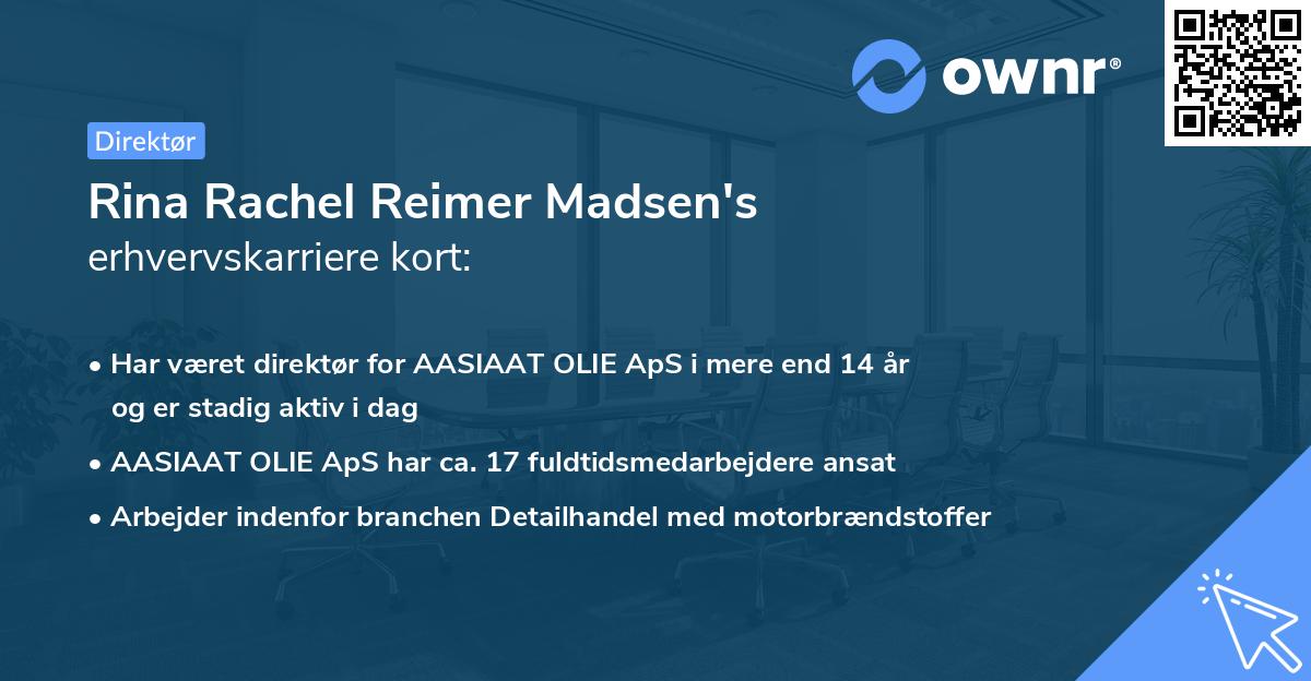 Rina Rachel Reimer Madsen's erhvervskarriere kort