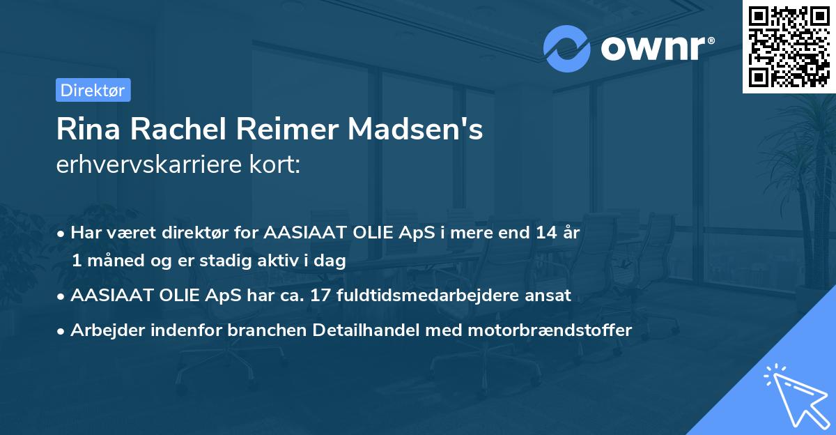 Rina Rachel Reimer Madsen's erhvervskarriere kort