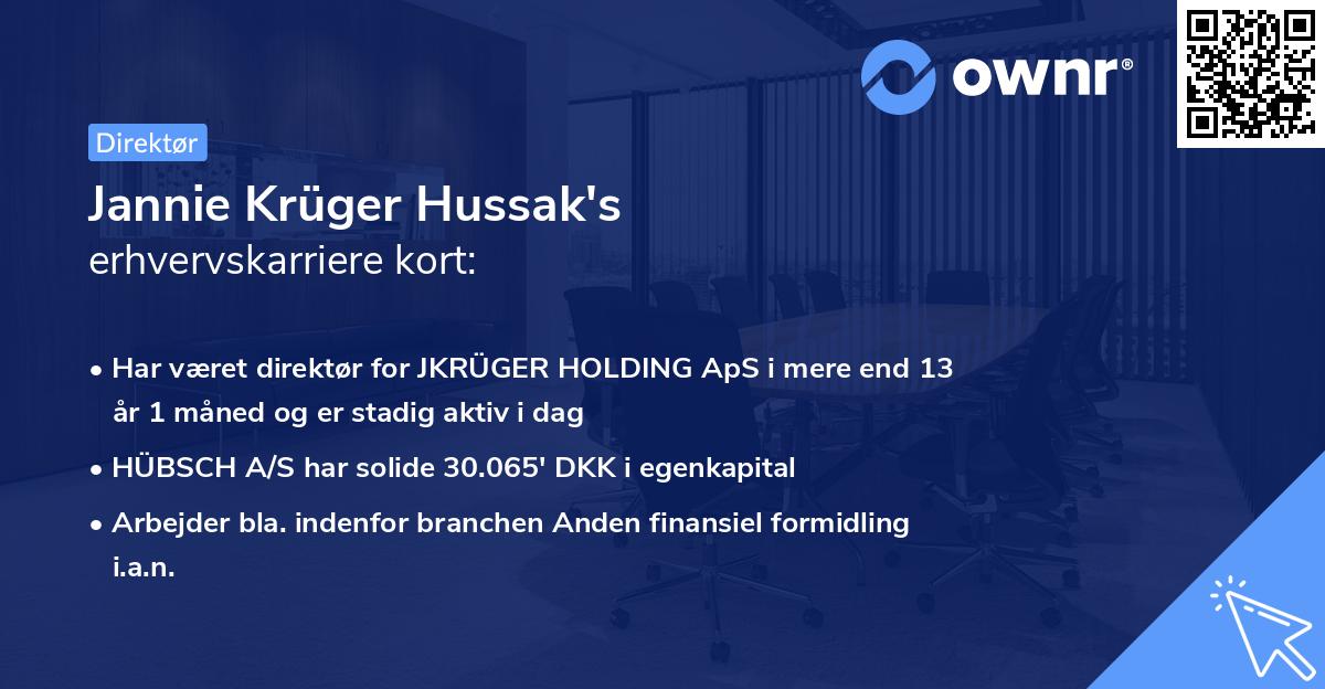 Jannie Krüger Hussak's erhvervskarriere kort