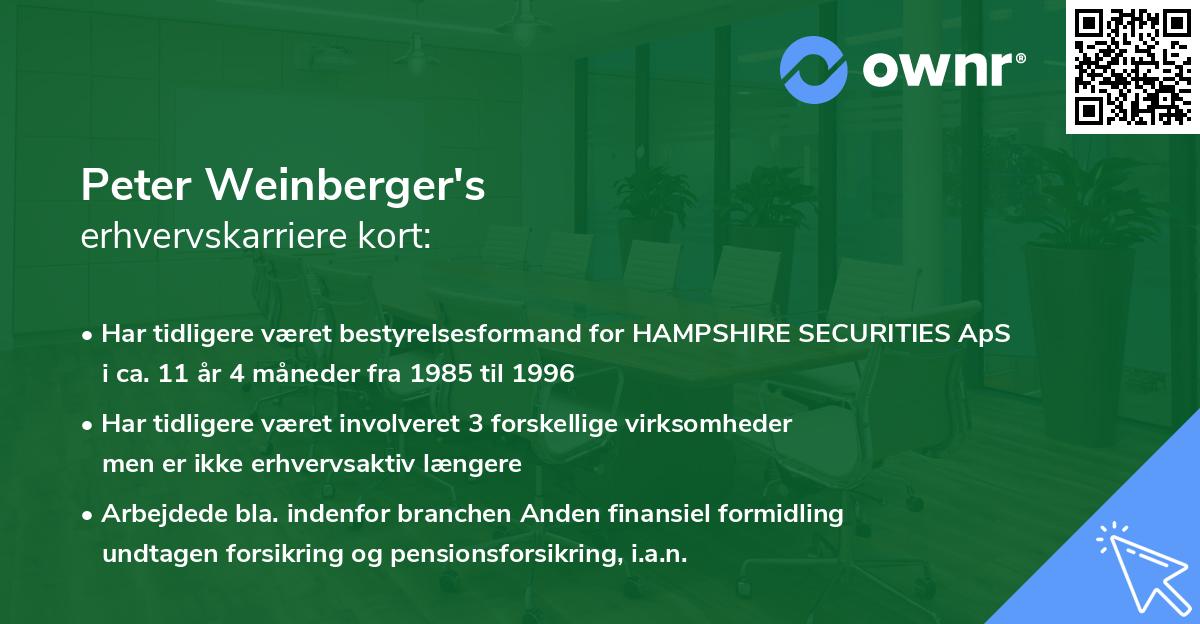 Peter Weinberger's erhvervskarriere kort