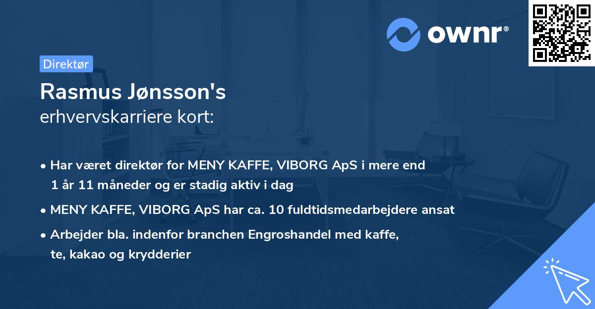 Rasmus Jønsson's erhvervskarriere kort