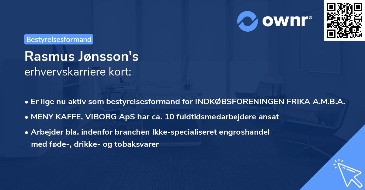 Rasmus Jønsson's erhvervskarriere kort