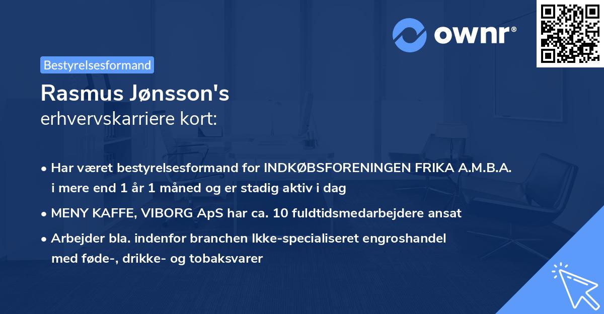 Rasmus Jønsson's erhvervskarriere kort