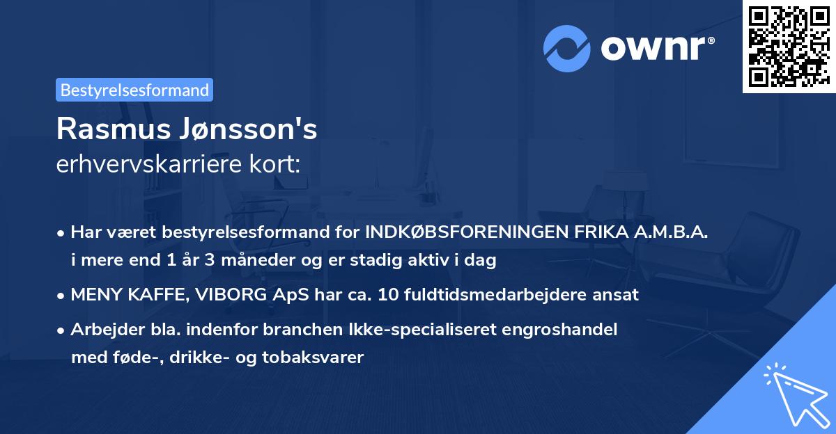 Rasmus Jønsson's erhvervskarriere kort