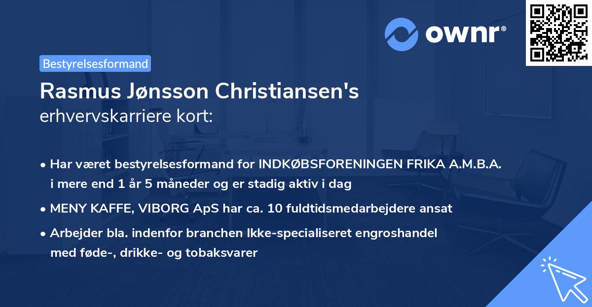 Rasmus Jønsson Christiansen's erhvervskarriere kort