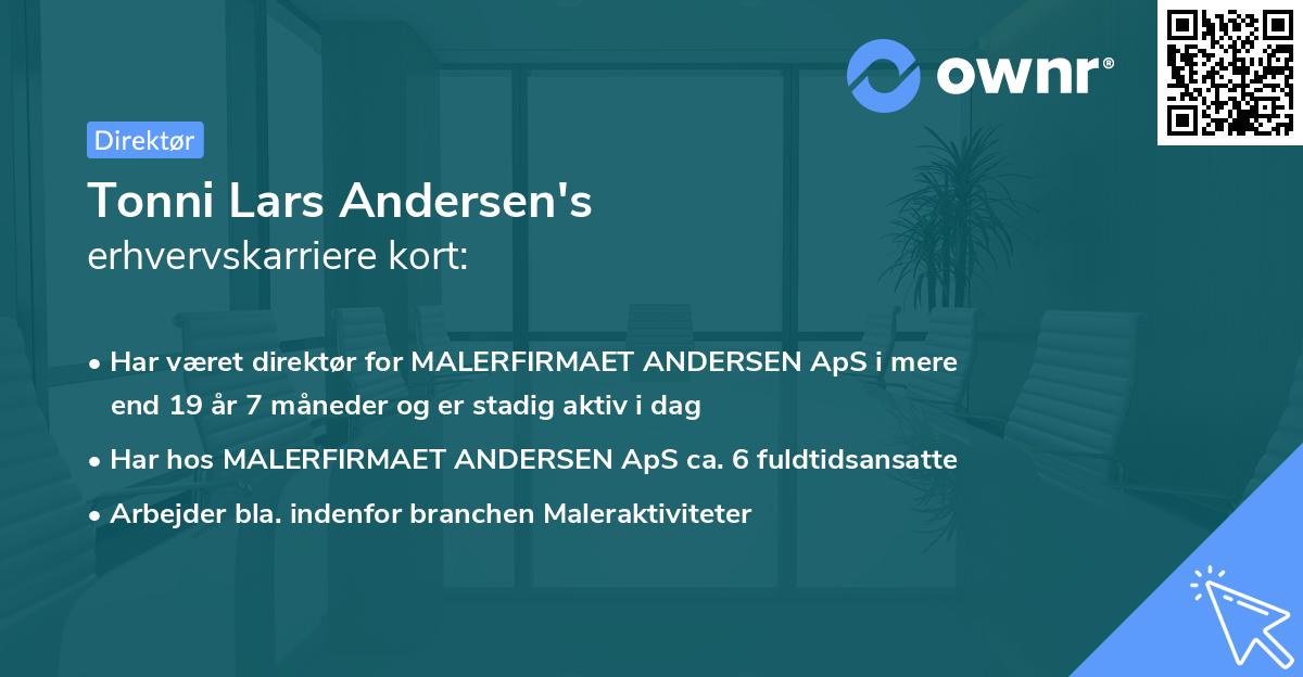 Tonni Lars Andersen's erhvervskarriere kort