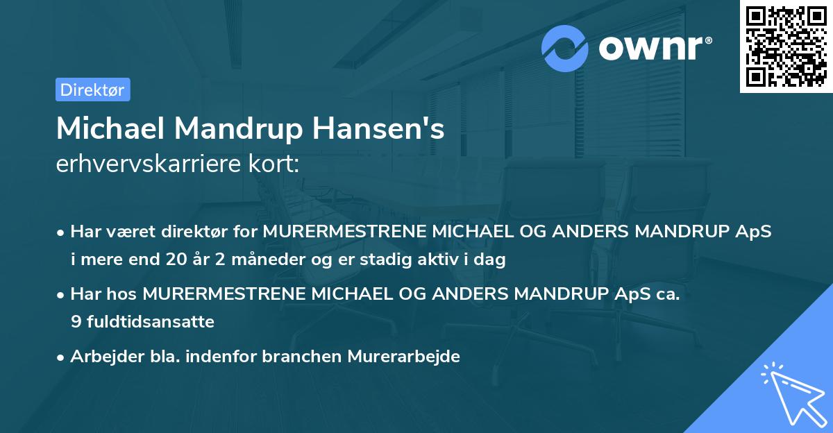 Michael Mandrup Hansen's erhvervskarriere kort