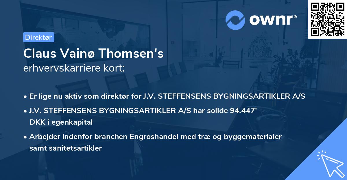 Claus Vainø Thomsen's erhvervskarriere kort