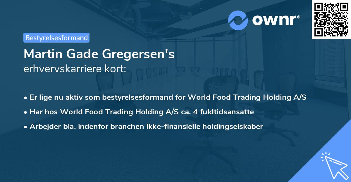 Martin Gade Gregersen's erhvervskarriere kort