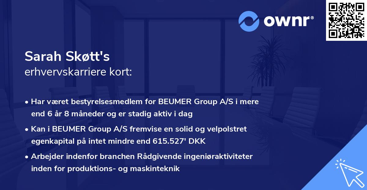 Sarah Skøtt's erhvervskarriere kort