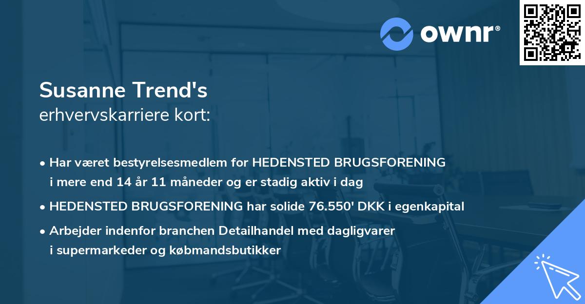 Susanne Trend's erhvervskarriere kort