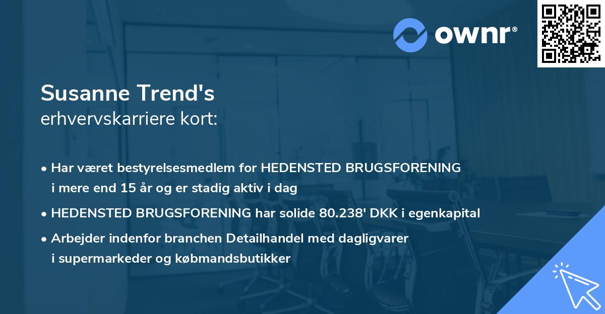 Susanne Trend's erhvervskarriere kort