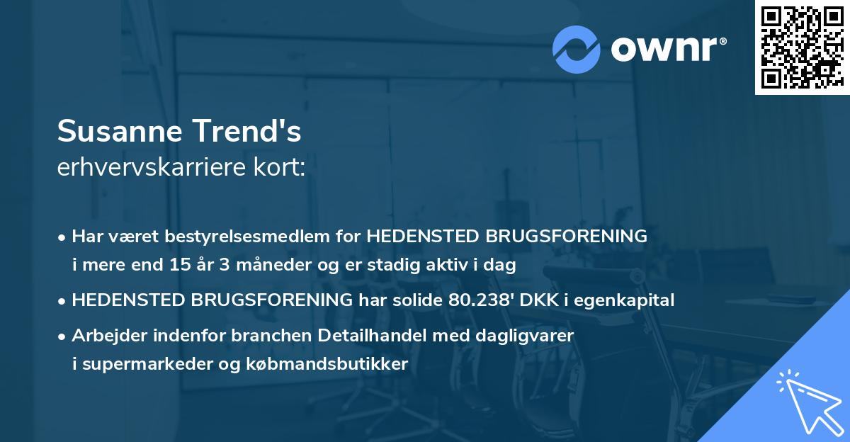 Susanne Trend's erhvervskarriere kort