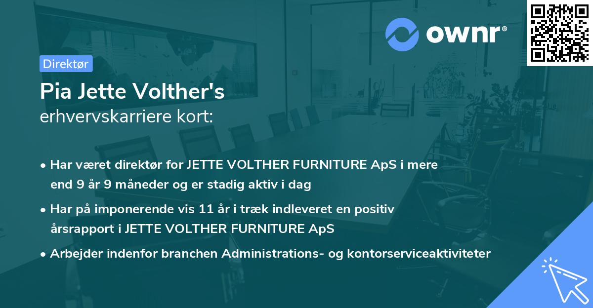 Pia Jette Volther's erhvervskarriere kort