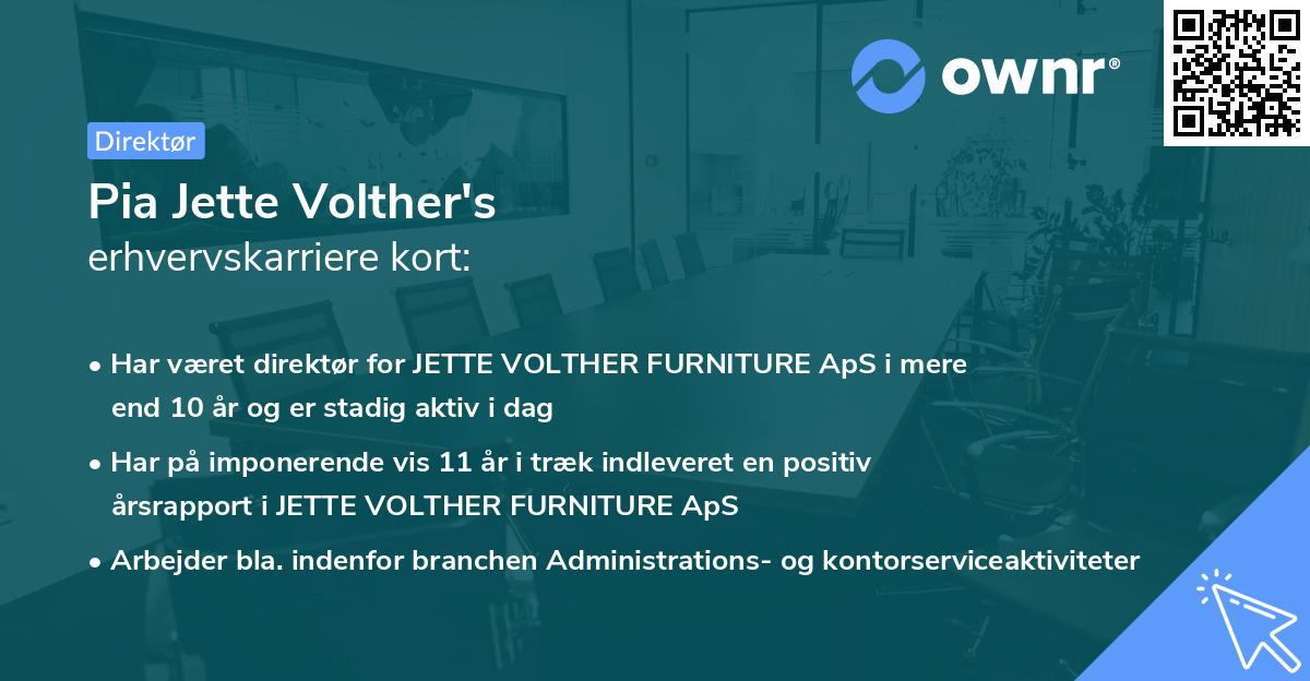 Pia Jette Volther's erhvervskarriere kort