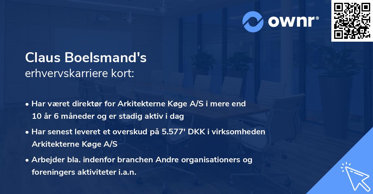 Claus Boelsmand's erhvervskarriere kort