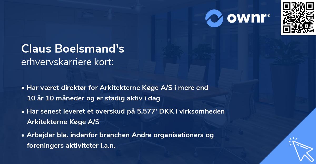 Claus Boelsmand's erhvervskarriere kort