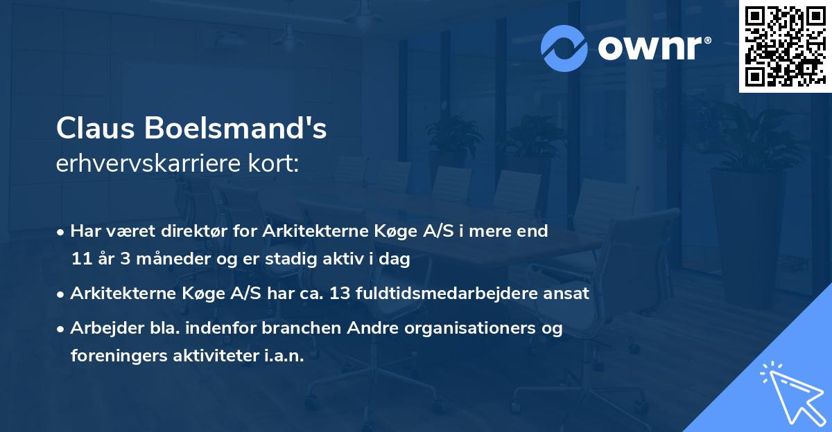 Claus Boelsmand's erhvervskarriere kort