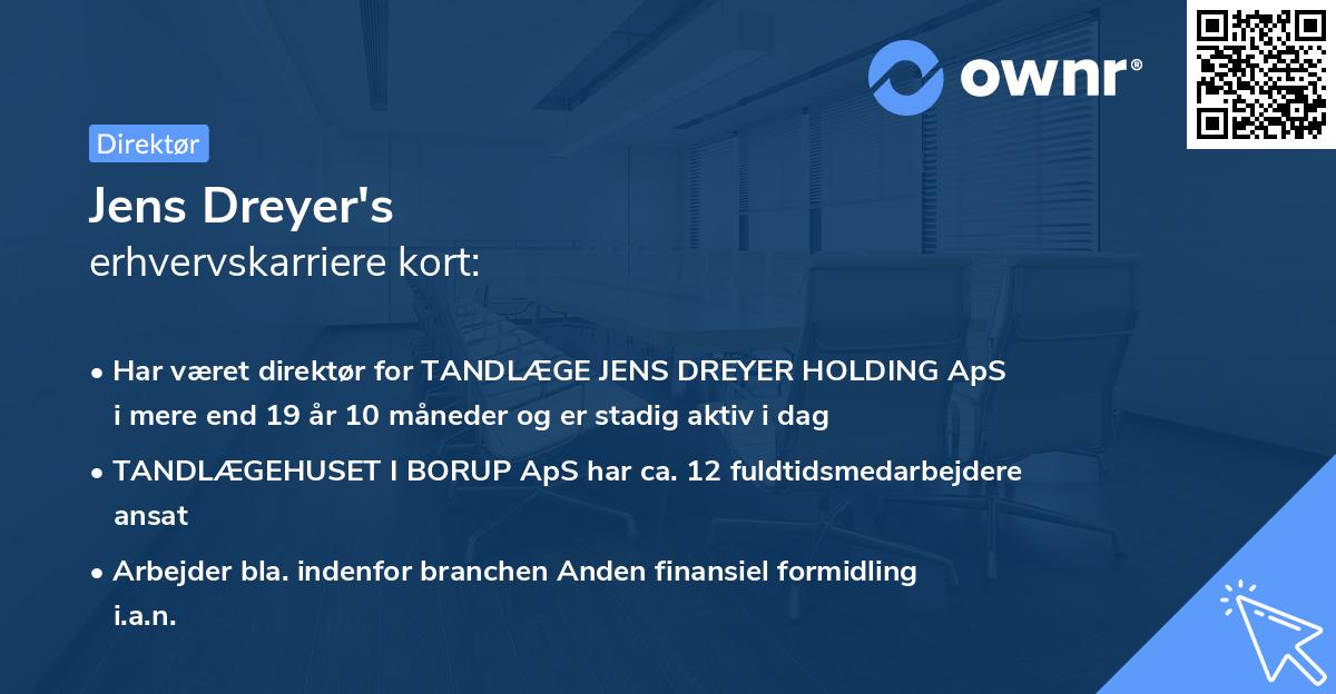 Jens Dreyer's erhvervskarriere kort