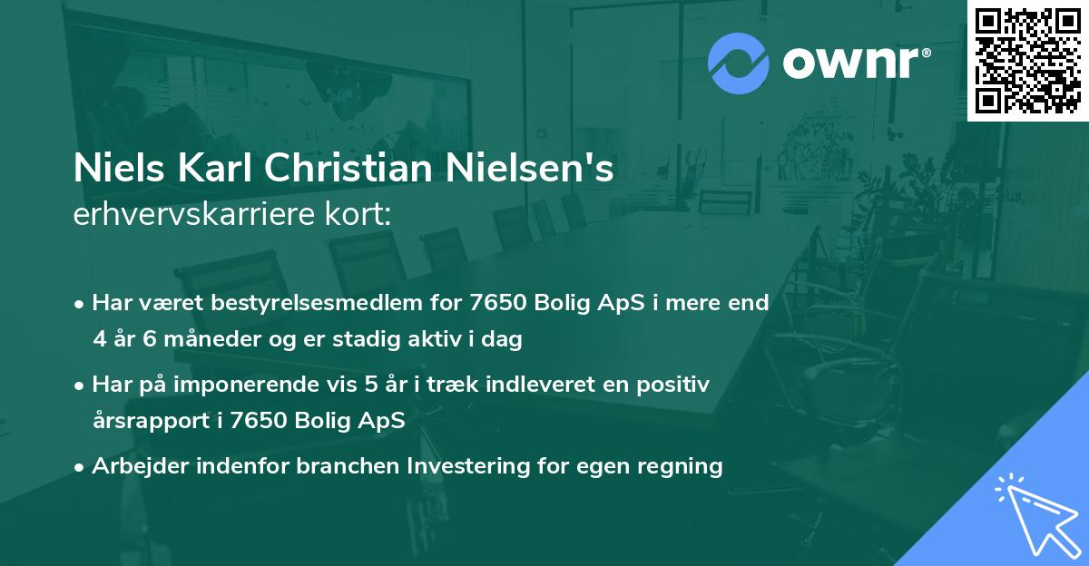 Niels Karl Christian Nielsen's erhvervskarriere kort