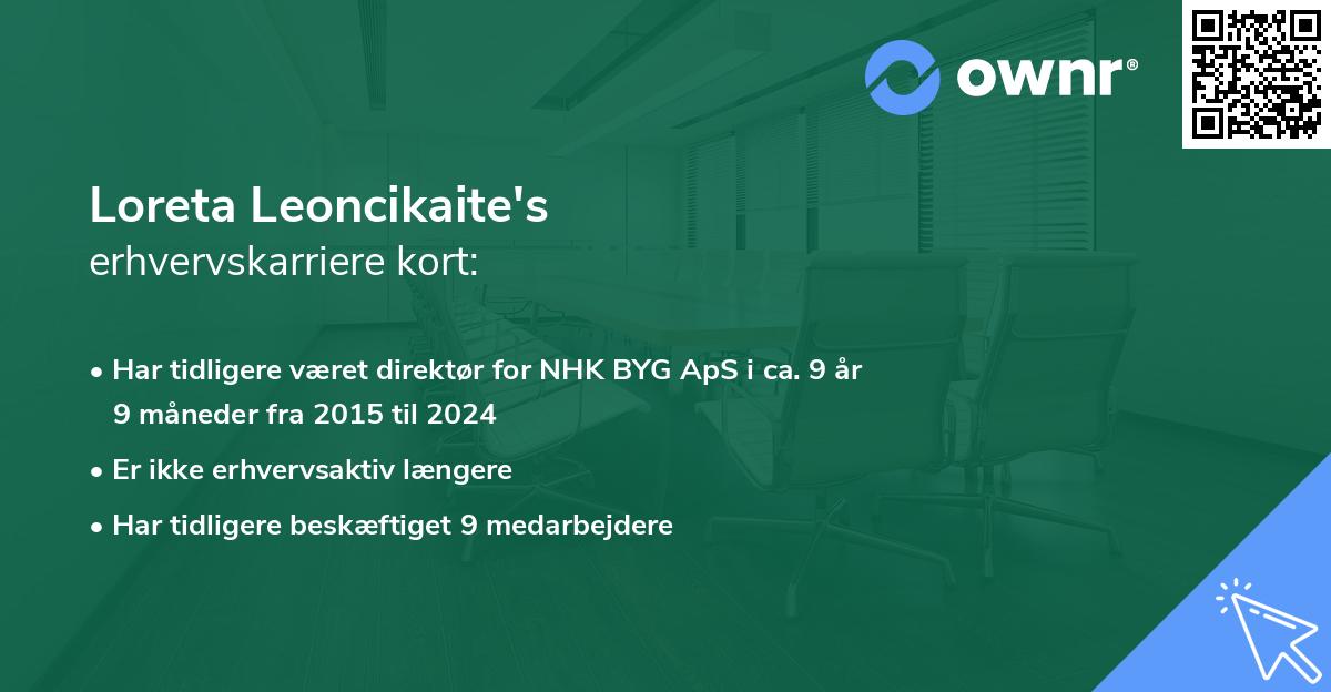 Loreta Leoncikaite's erhvervskarriere kort