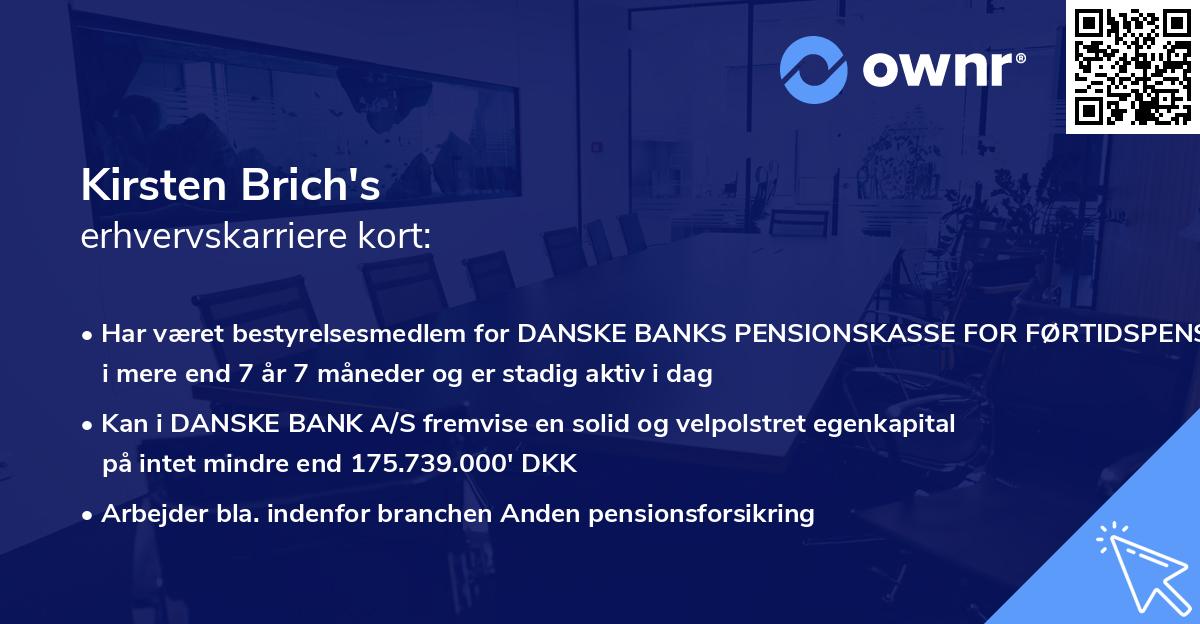 Kirsten Brich's erhvervskarriere kort