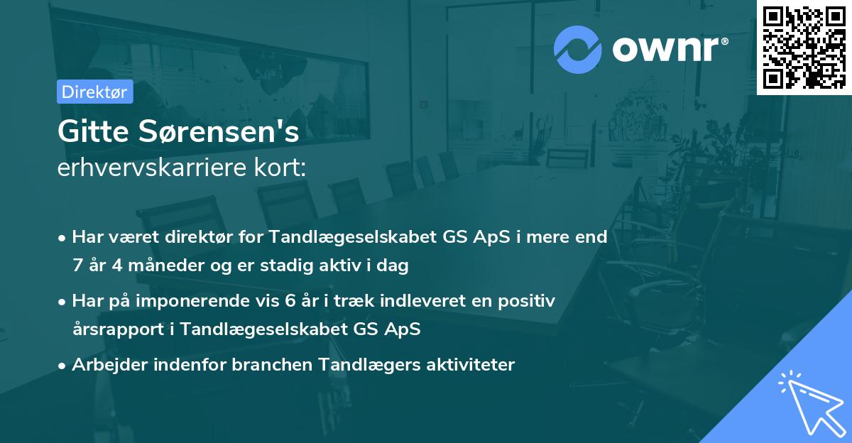 Gitte Sørensen's erhvervskarriere kort