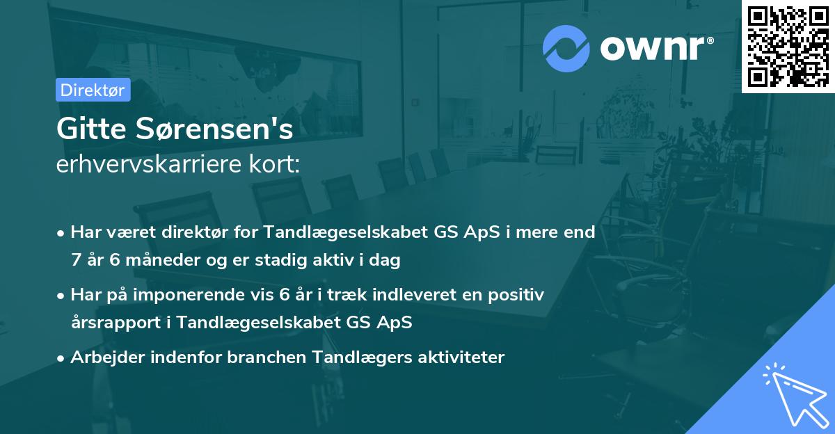 Gitte Sørensen's erhvervskarriere kort