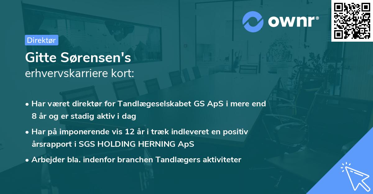 Gitte Sørensen's erhvervskarriere kort