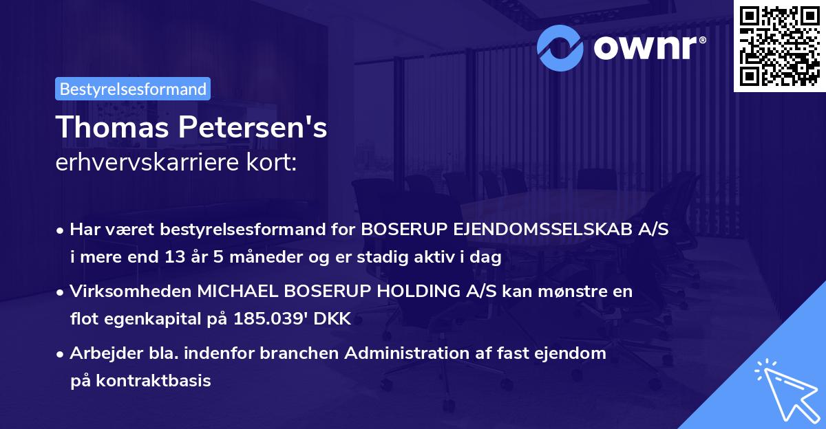 Thomas Petersen's erhvervskarriere kort