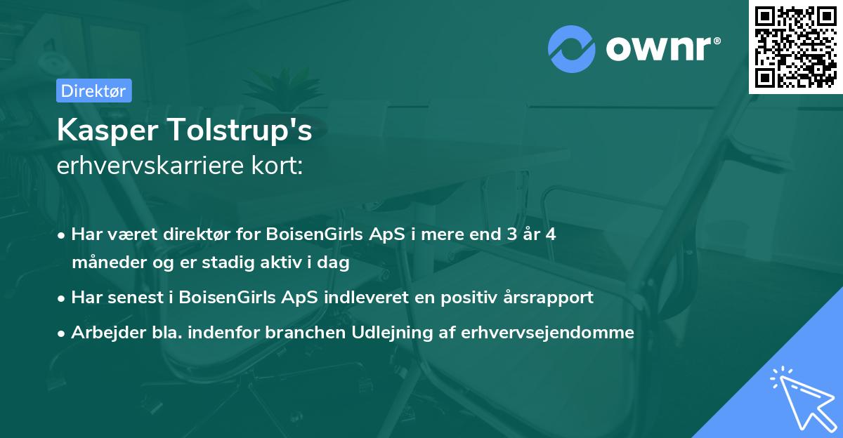 Kasper Tolstrup's erhvervskarriere kort