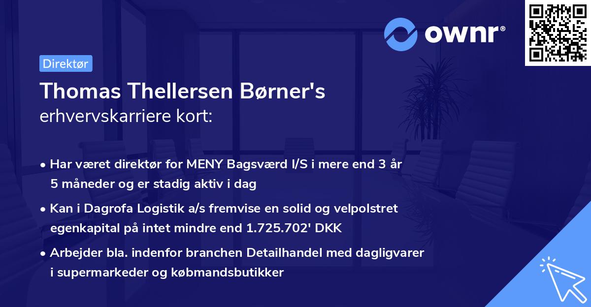 Thomas Thellersen Børner's erhvervskarriere kort