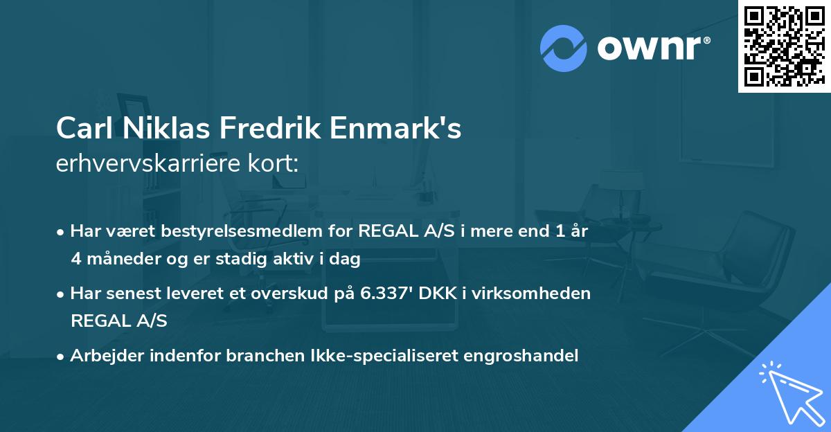 Carl Niklas Fredrik Enmark's erhvervskarriere kort