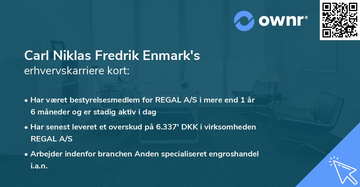 Carl Niklas Fredrik Enmark's erhvervskarriere kort