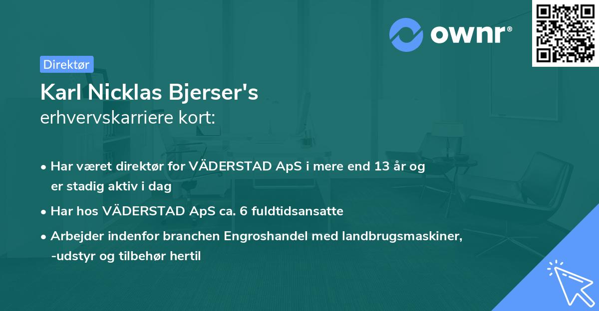 Karl Nicklas Bjerser's erhvervskarriere kort
