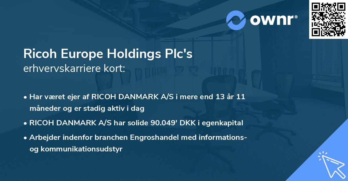 Ricoh Europe Holdings Plc's erhvervskarriere kort