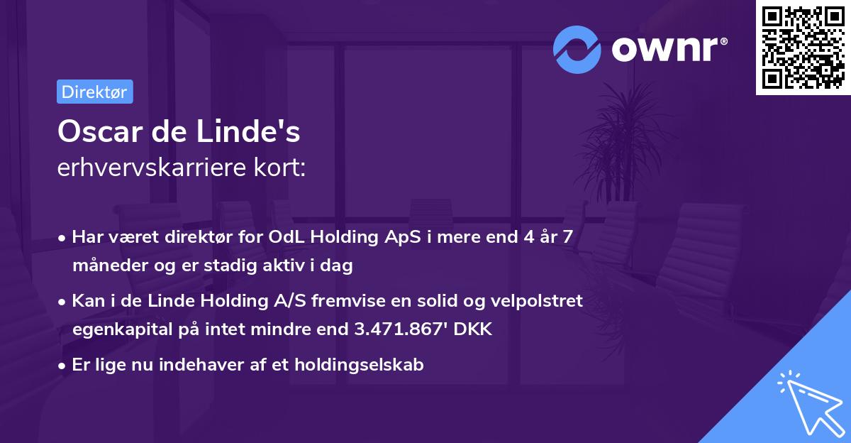 Oscar de Linde's erhvervskarriere kort