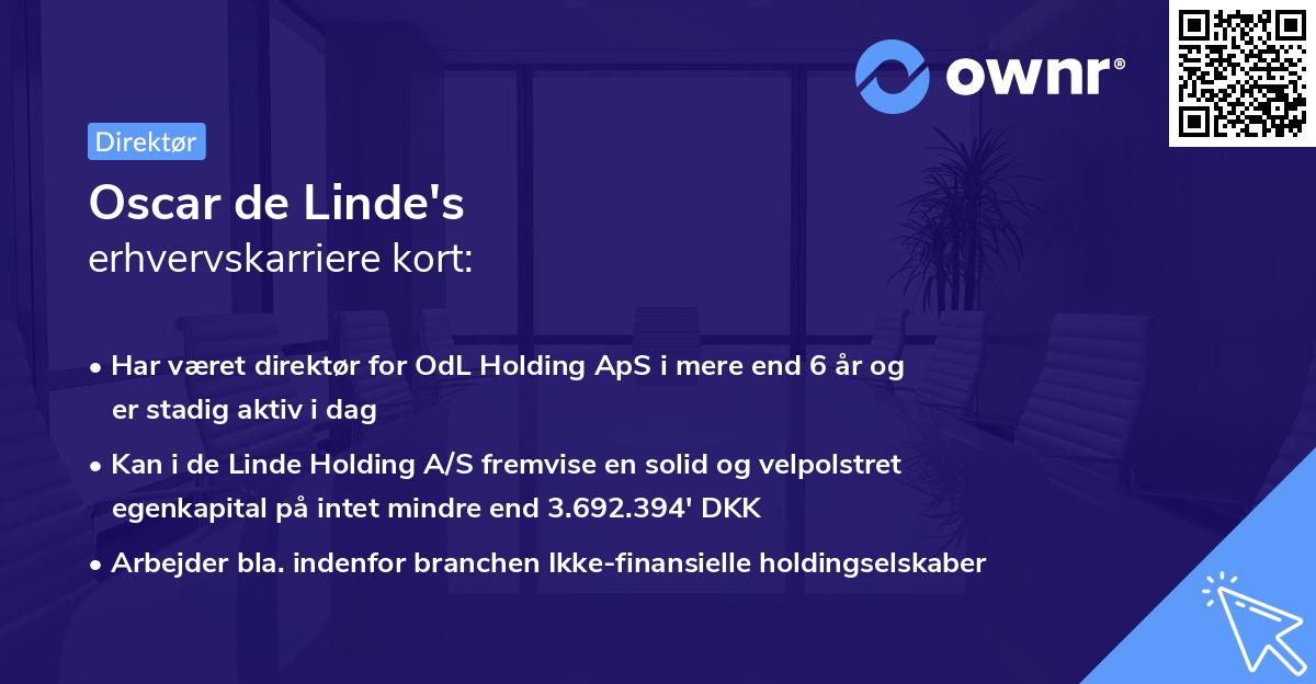 Oscar de Linde's erhvervskarriere kort