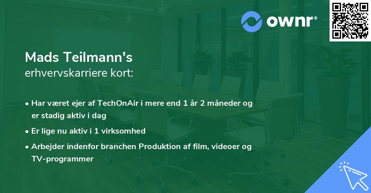 Mads Teilmann's erhvervskarriere kort