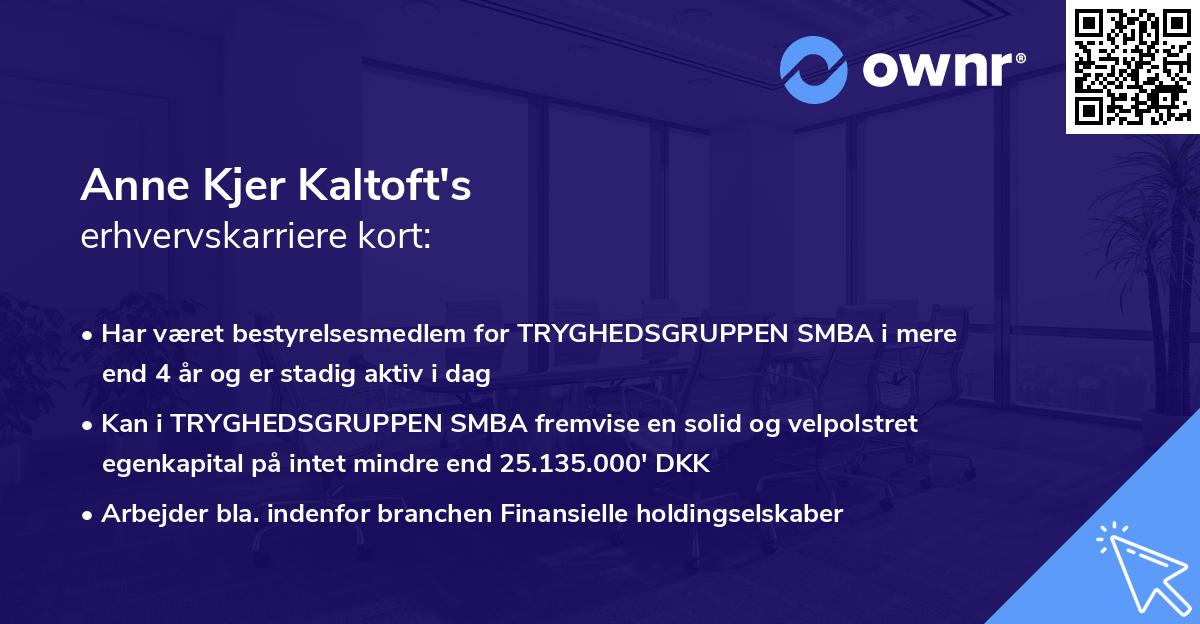 Anne Kjer Kaltoft's erhvervskarriere kort