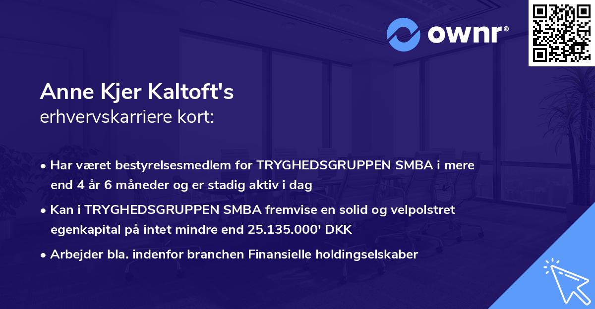 Anne Kjer Kaltoft's erhvervskarriere kort