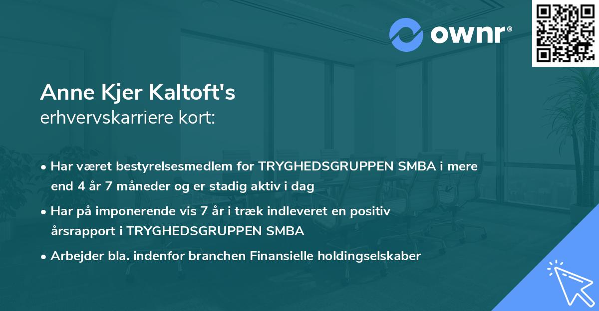 Anne Kjer Kaltoft's erhvervskarriere kort