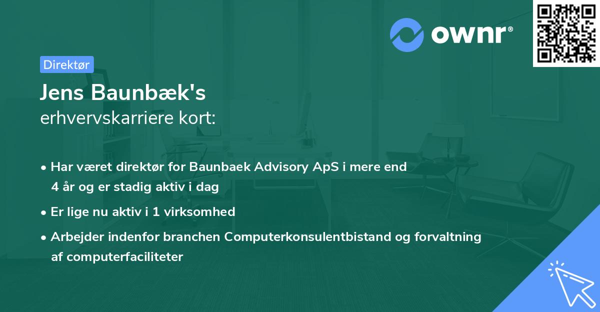 Jens Baunbæk's erhvervskarriere kort