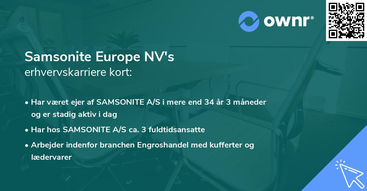 Samsonite Europe NV's erhvervskarriere kort