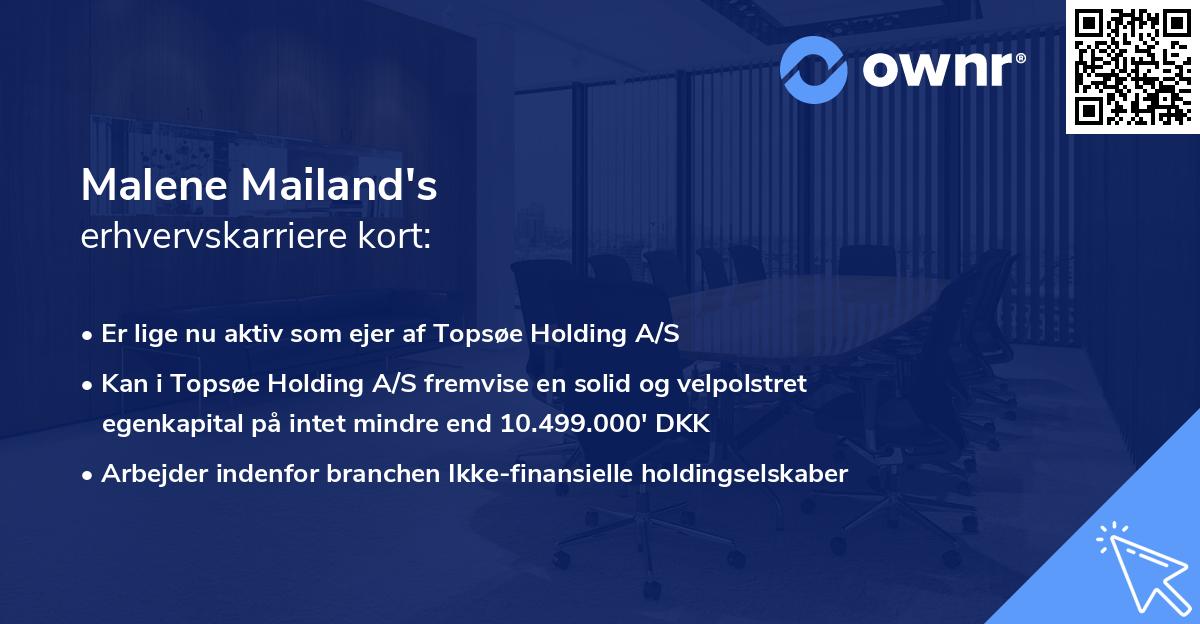 Malene Mailand's erhvervskarriere kort