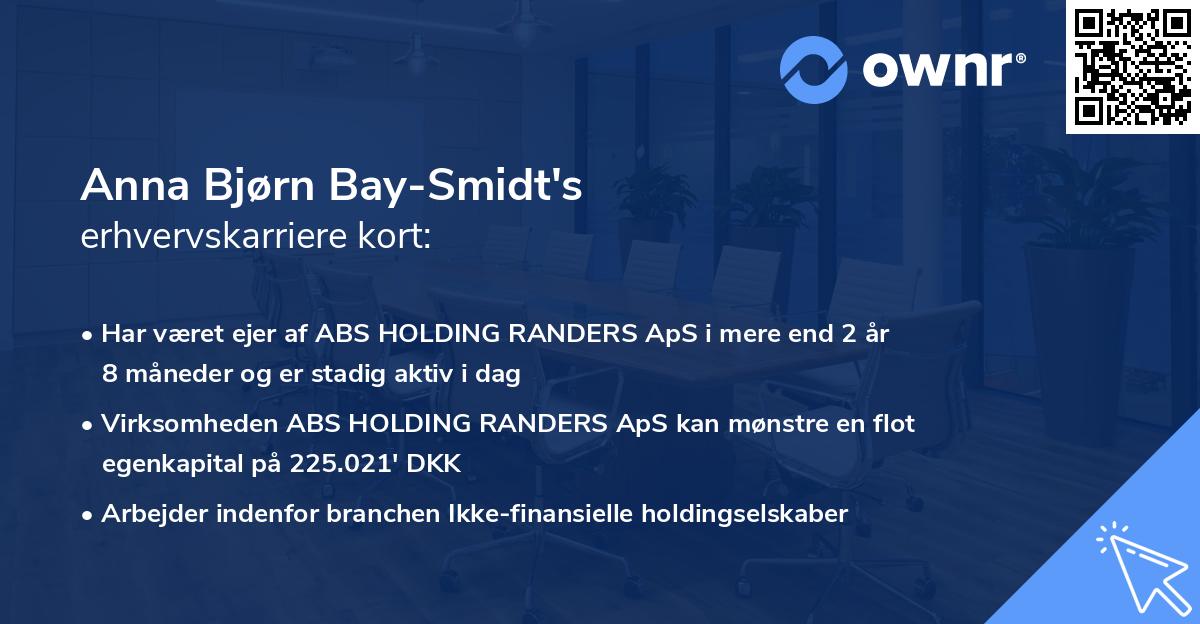 Anna Bjørn Bay-Smidt's erhvervskarriere kort
