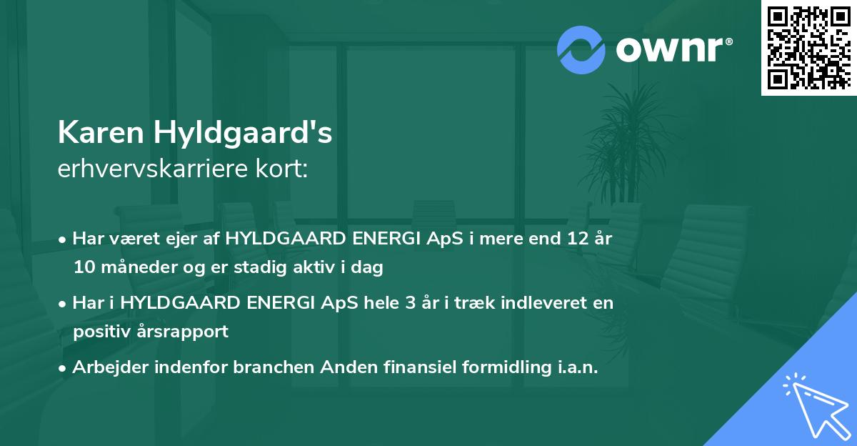 Karen Hyldgaard's erhvervskarriere kort